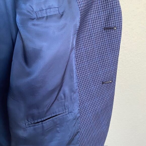 Joseph A. Bank Signature Collection Men's 58 R Blue Check Suit Jacket 100% Wool - Picture 13 of 16